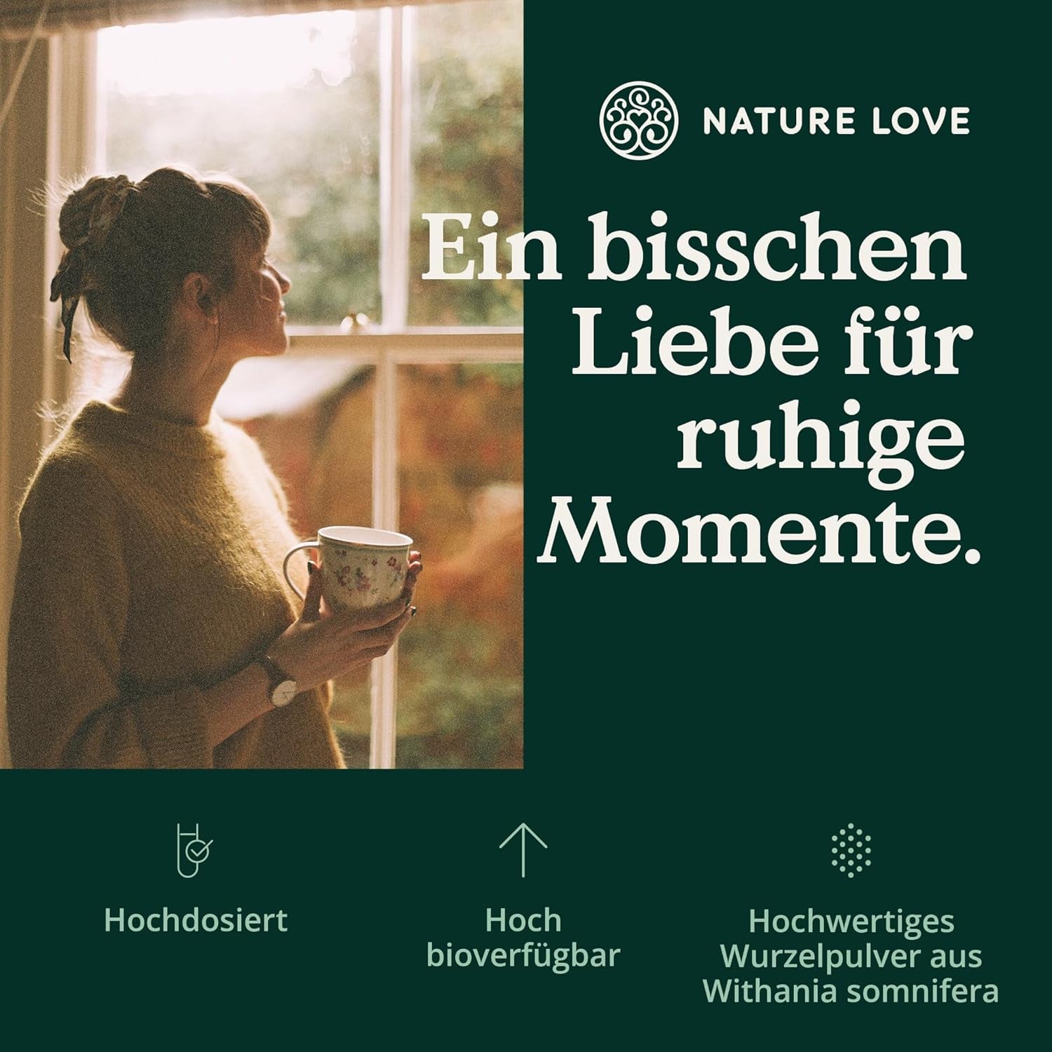 NATURE LOVE® Bio Ashwagandha - 240 Kapseln - Hochdosiert Mit 1950Mg Je Tagesdosis - Hochwertige Indische Schlafbeere - Laborgeprüft, Vegan, in Deutschland Produziert