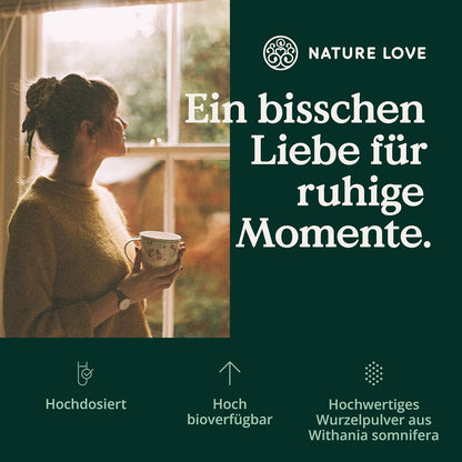 NATURE LOVE® Einfach Loslassen Set Mit Vanessa Mai - 240 Kapseln Bio Ashwagandha Mit Je 1950Mg Je Tagesdosis - Melatoninspray Holunder Mit 0,5Mg Pro Tagesdosis - Hochdosiert