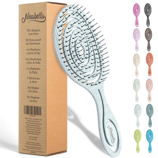 Ninabella Entwirrbürste – Sanfte Haarbürste für die ganze Familie, perfekt für Locken und nasses Haar – Umweltfreundlicher Detangler in elegantem Hellblau