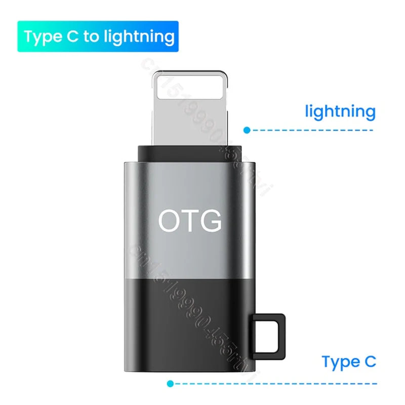USB Type C to 8-Pin OTG Adapter for Iphone 13 12 11 Pro Max XR 2A Fast Charging Data Cable Converter for Earphone U Disk