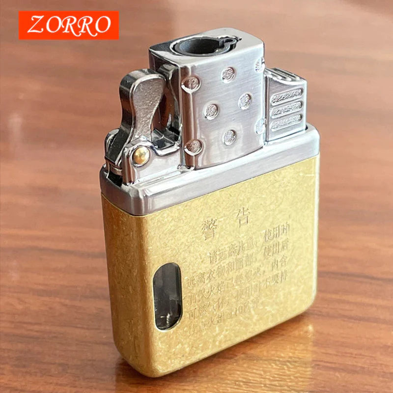 ZORRO Original Dual Fire Torch Lighter Gas Kerosene Jet Windproof Cigar Lighter Flint Movement Inflatable Lighter Liner DIY Tool