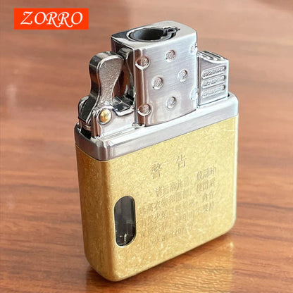 ZORRO Original Dual Fire Torch Lighter Gas Kerosene Jet Windproof Cigar Lighter Flint Movement Inflatable Lighter Liner DIY Tool