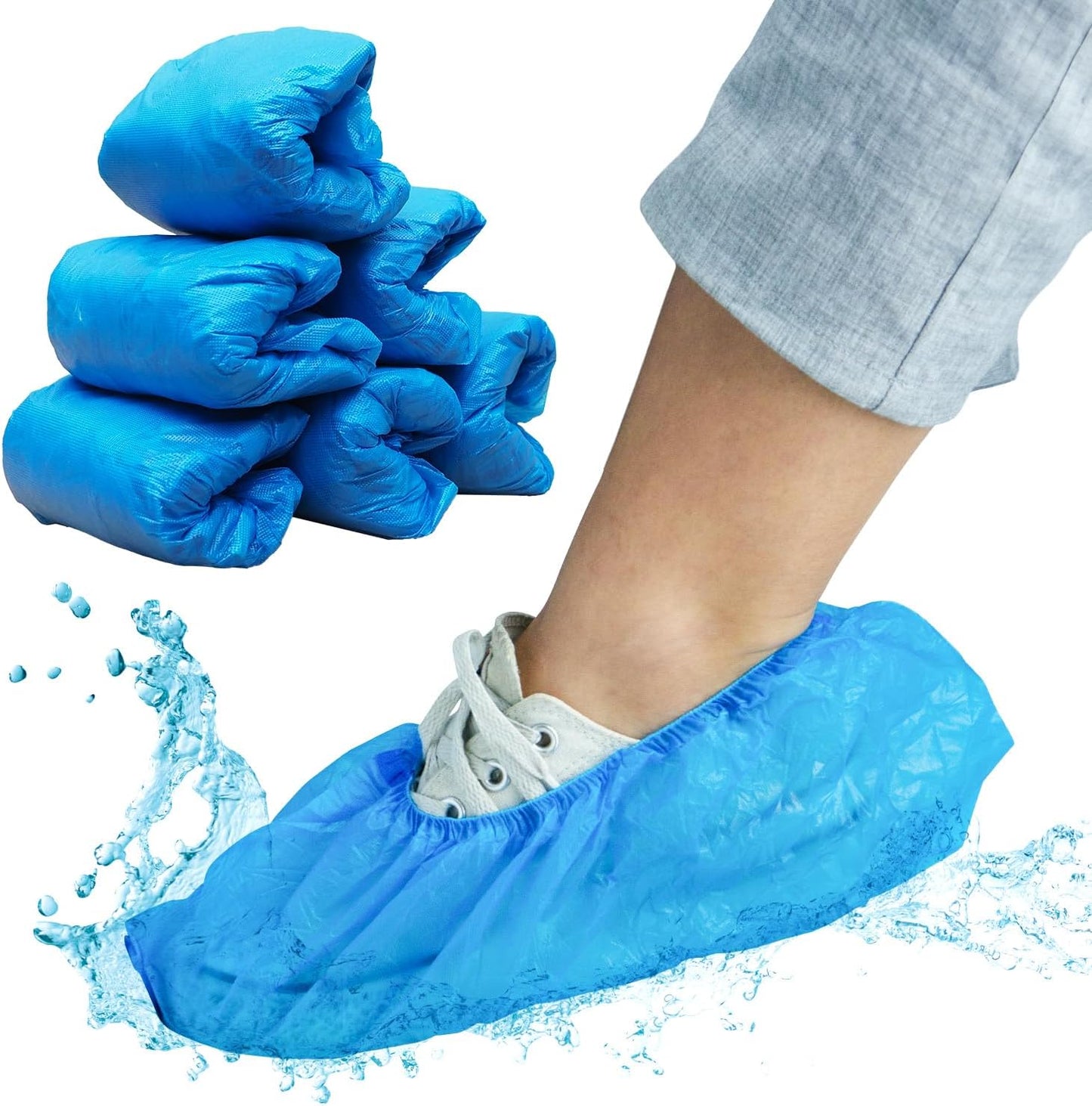 ARNOMED Einweg Schuhüberzieher - 200 Stück | Wasserdichte CPE Überschuhe, Latexfrei - Ideale Schuhschutz für Baustellen und Regen