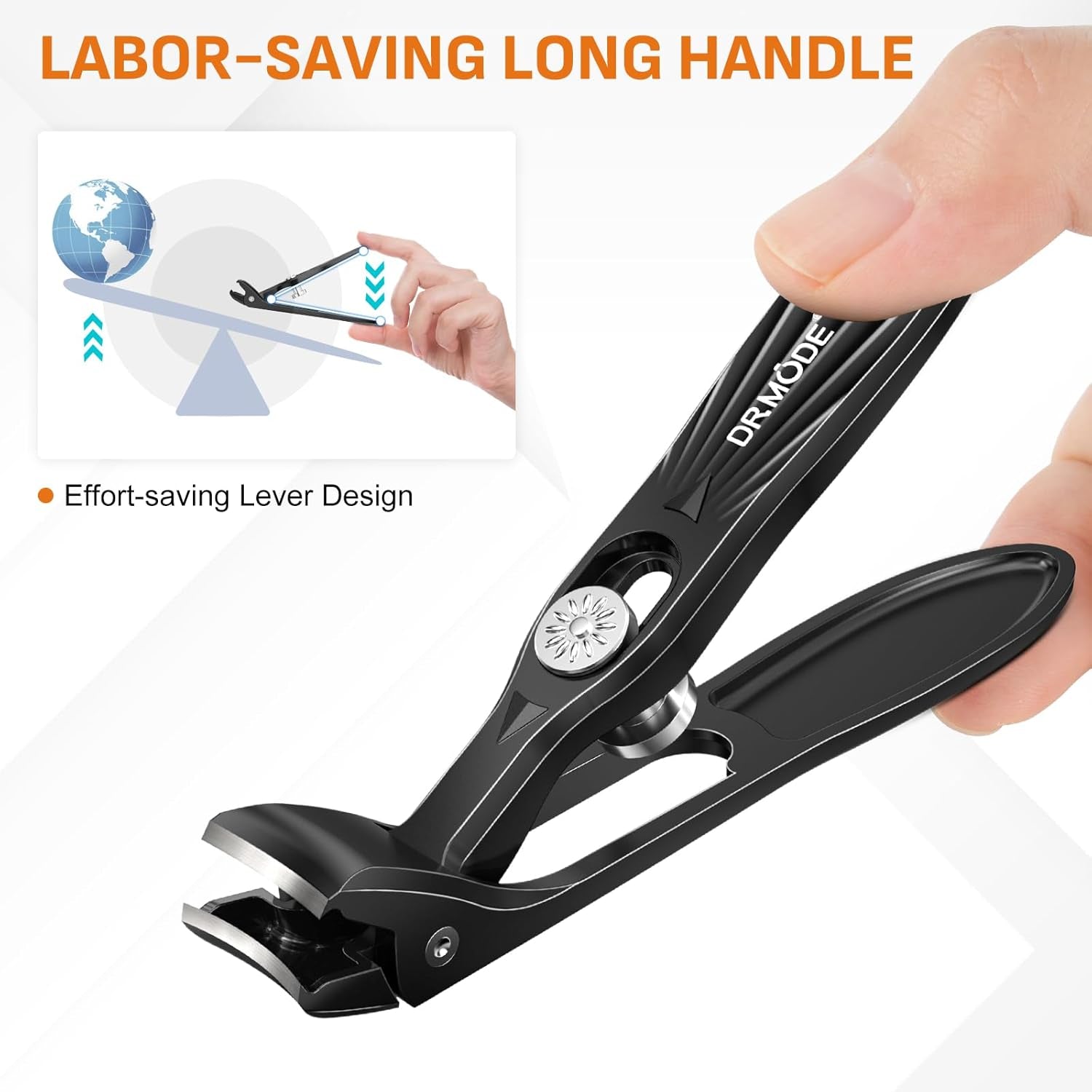 Winkelkopf Nagelknipser Für Dicke Nägel - DRMODE Ergonomischer Nagelzwicker Mit Wide Kieferöffnung,Premium Stahl Groß Nagelknipser Fußnägel Mit Auffangbehälter Scharf Nail Clipper Für Männer